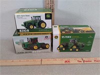 3 - 1/64 scale John Deere toy tractors