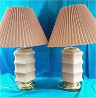 Pair of vintage 27"pink glass lamps