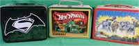 3 vintage tin lunch boxes - 2 with their thermos