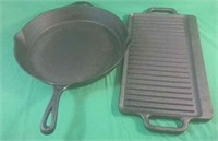 Cast iron frying pan 14" and griddle 16"