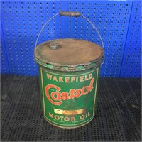 Rare & Early Wakefield Castrol 4 Imp Gallons Tin