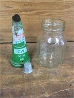 Embossed Castrol Pint Bottle + CW 30-40 Tin Top