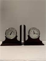 Wood clock book ends