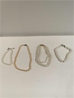 4 Necklaces with Rhinestones