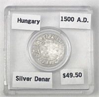 Silver Denar from 1500A.D. Medieval Coin