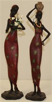 Pair of Decorative Figurines in Red Floral Dresses