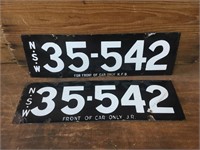 Rare Set of Vintage Enamel Number Plates NSW35-542