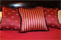 3 LARGE BURGUNDY SQUARE PILLOWS