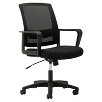Mesh Mid-Back Chair with Fixed Loop Arms, Black