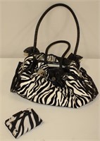 Zebra Print Purse/Handbag w/Pair of Wallets