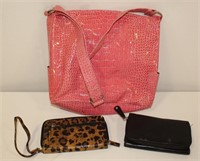 Pink Purse/Handbag w/Pair of Wallets