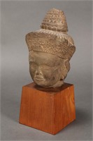 Khmer 13th Century Stone Buddha Head,