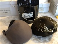 2 LADIES HATS IN BOX BROWN