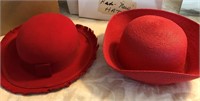 2 LADIES HATS RED