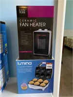 2 x Electrical inc Fan Heater and Cupcake Maker