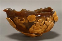 Impressive Chinese Carved Agate Brush Washer,
