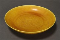 Chinese Yellow Glaze Dish,
