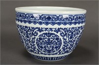 Large Chinese Blue and White Porcelain Jardinière,