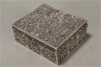 Japanese Silver Filigree Box and Cover,
