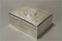 Chinese Silver Table Cigarette Box and Cover,