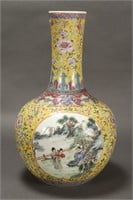 Large Chinese Yellow Ground Porcelain Vase,