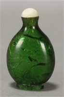 Chinese Green Glass Snuff Bottle and Stopper,