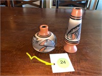 HANDPAINTED POTTERY PAIR VASES