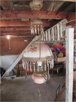 vintage hand painted glass prism chandelier