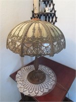 antique table lamp w/stained glass shade