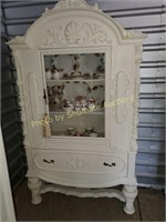 Large white painted vintage china cabinet-drawer