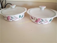 2- floral casserole baking dishes