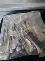 Bag of misc flatware and knives