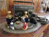 radio,trivets & perfume items