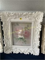 Ornate framed pink roses