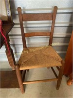 Pair of split oak rush seat chairs