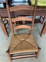 Fireplace side split oak rush seat chair