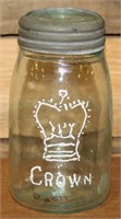 Pint Crown Jar w/Glass Lid