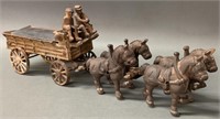 Primitive Cast Iron Toy Horse Drawn Wagon