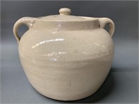 Stoneware Lidded Handled Crock