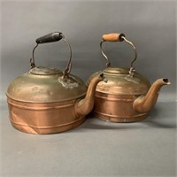 Pair of Old Copper Kettles