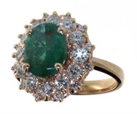 14kt Rose Gold 3.47 ct Emerald & Diamond Ring