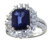 14kt Gold 6.34 ct Sapphire & Diamond Ring