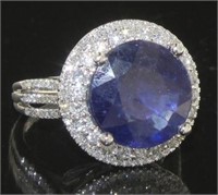 14kt Gold 7.91 ct Sapphire and Diamond Ring