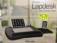 Portable lapdesk with memory foam