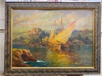 Andreas Roth Seascape Oil on Board Painting Listed