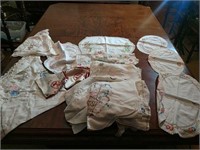 Hand Worked Needlepoint Linens Lot