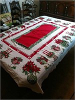 Vintage Print Christmas Tablecloth