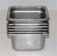 (6) 1/6 SIZE STAINLESS STEEL STEAM TABLE PANS