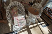 wicker table with 2 chairs