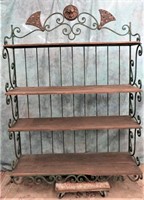 RUSTIC METAL FRAMED KITCHEN/DISPLAY SHELF